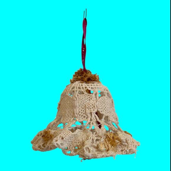 Vintage Handmade Starched Crochet Bell 2.5” Ornament From Kristi’s Gifts Texas - Picture 6 of 14